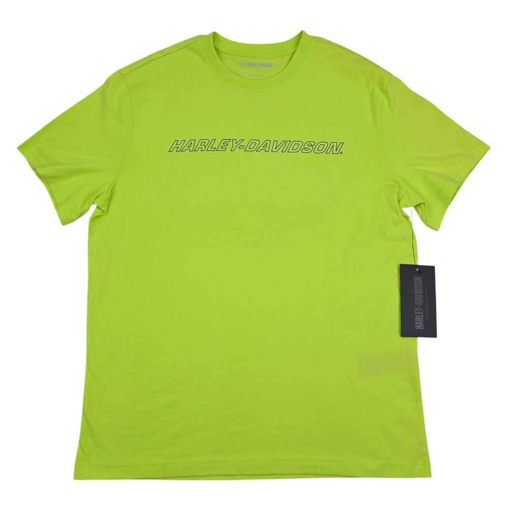 Harley-Davidson Willie G Skull Map T-Shirt Mens L Neon Lime Green Graphic Tee